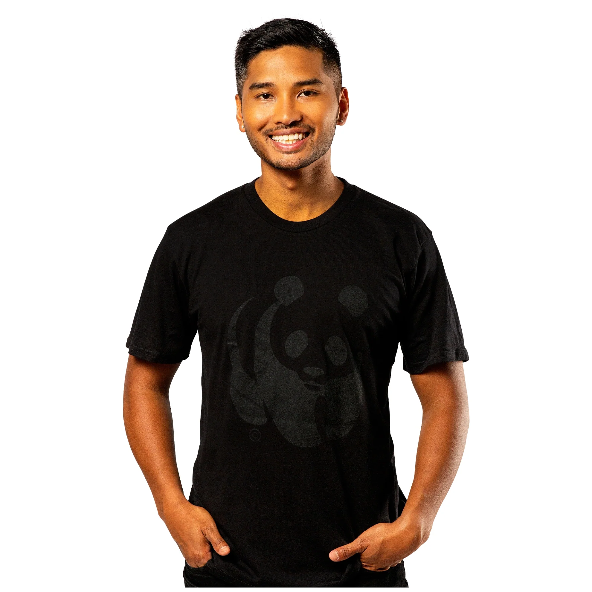 Unisex black panda t-shirt - Image 2